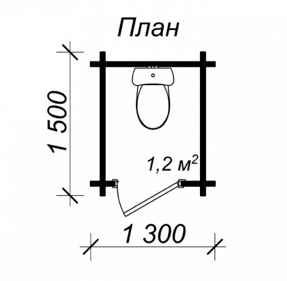 Деревянный туалет "ТАПА" 1500х1300 мм