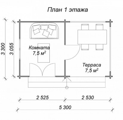 Садовый домик "Гостевой" 5300х3300 мм